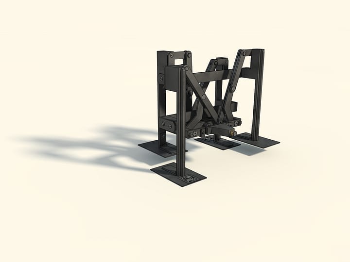 Mécanismes de Tchebyshev — Machine plantigrade (en métal) — Reconstruction