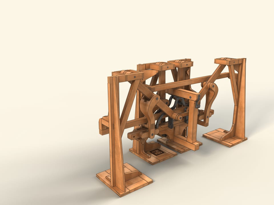 Mécanismes de Tchebyshev — Machine plantigrade — Reconstruction
